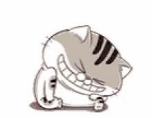 ami fat cat laughing line stickers