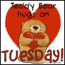 Tuesday Teddy Bear GIF - Tuesday Teddy Bear Hugs GIFs