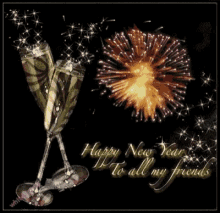 Happy New Year Friends Champagne GIF - Happy New Year Friends Champagne Fire Works GIFs