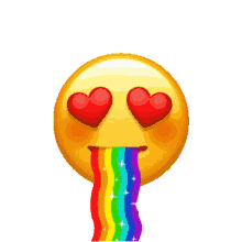 in love emoji rainbow hearts shiny