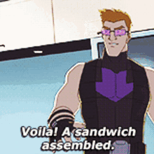avengers assemble hawkeye voila a sandwich assembled sandwich