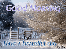 Good Morning Have A Beautiful Day GIF - Good Morning Have A Beautiful Day Morning Snow GIFs