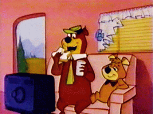 Yogi Bear Eating Sandwich GIF - Yogi Bear Eating Sandwich Watching Tv GIFs