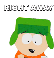 Right Away Kyle Broflovski Sticker - Right Away Kyle Broflovski South Park Stickers