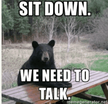 We Need To Talk Sit Down GIF - We Need To Talk Sit Down Bear GIFs