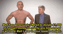 Ellen And Matt Donate To Charity GIF - Ellen Degeneres Matt Donate GIFs