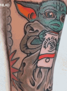 Tattoo Baby Yoda GIF - Tattoo Baby Yoda Drink GIFs