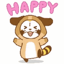 Happy Raccoon GIF - Happy Raccoon Sticker GIFs