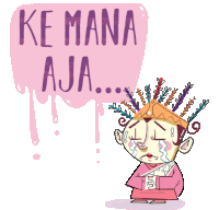 Sad Female Ondel-ondel Asks "Where Are You?" In Indonesian Sticker - Ondel Ondel In Love Ke Mana Aja Where Have You Been Stickers