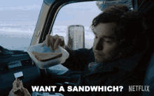 Want A Sandwhich Benjamin Walker GIF - Want A Sandwhich Benjamin Walker The Ice Road GIFs