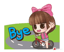 wave bye bicycle little girl
