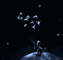 the little prince birds fly planet stars