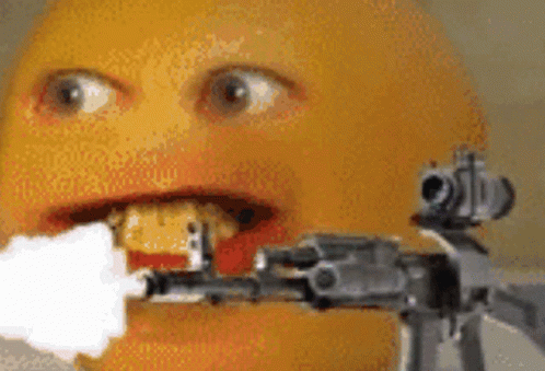 Annoying Orange Machine Gun GIF - Annoying Orange Machine Gun Shoot - Disco...