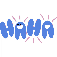 haha smiley faces with pink expression lines on haha in blue bubble letters funny laughing hilarious