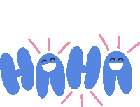 Haha Smiley Faces With Pink Expression Lines On Haha In Blue Bubble Letters Sticker - Haha Smiley Faces With Pink Expression Lines On Haha In Blue Bubble Letters Funny Stickers