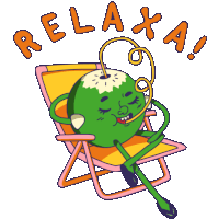 Calm Coconut Says Relax In Portuguese Sticker - Full Of Emotion Relaxa Sip Drink Stickers