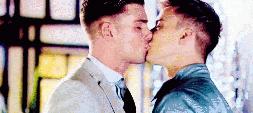 Starry Kissing Gay Kiss GIF.