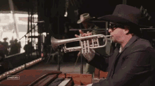 Trumpet Player Charley Crockett GIF - Trumpet Player Charley Crockett Stagecoach GIFs