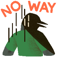 Sad Bird Says "No Way" In English. Sticker - Le Loon No Way Thumbs Up Stickers
