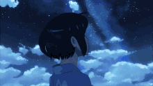 anime pretty sky shooting stars night sky view