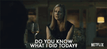 Do You Know What I Did Today Laura Linney GIF - Do You Know What I Did Today Laura Linney Wendy Byrde GIFs