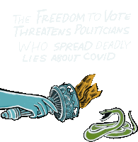 The Freedom To Vote Threatens Politicians Who Spread Deadly Lies About Covid Sticker - The Freedom To Vote Threatens Politicians Who Spread Deadly Lies About Covid Covid Stickers