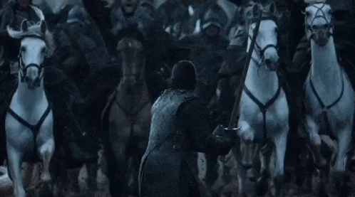 Charging Into The Fight - Attack GIF - Battle Of The Bastards Attack John Snow GIFs