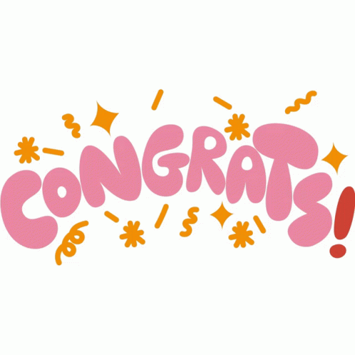 Congrats Yellow Confetti Around Congrats In Pink Bubble Letters Sticker ...