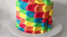 How To Decorate A Rainbow Cake ! GIF - Dessert GIFs