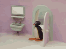 Pingu Spitting Pingu Bathroom GIF - Pingu Spitting Pingu Bathroom Pingu Throwing Up GIFs
