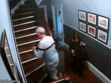 drunk couple stairs falling