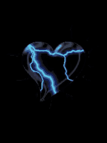 heart broken lightning blue black