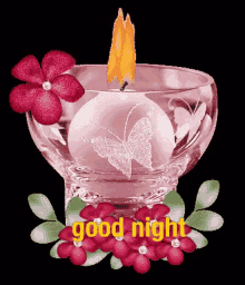 Good Night Candle GIF - Good Night Candle Flowers GIFs