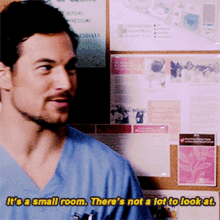 greys anatomy andrew deluca its a small room theres not a lot to look at small room
