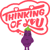 Thinking Of You Eggplant Life Sticker - Thinking Of You Eggplant Life Joypixels Stickers