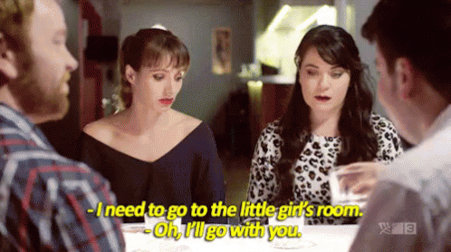 Trying To Get Out Of A Bad Group Date GIF - Little Girls Room Bathroom  Excuse Me - Descubre &amp; Comparte GIFs