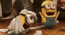 despicable me minions happy excited wow