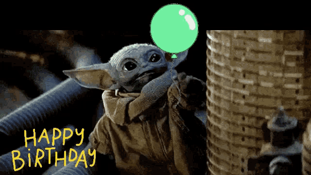 Happy Birthday Baby Yoda Gif Happy Birthday Baby Yoda Balloon Discover Share Gifs