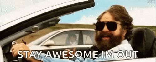 Stay Awesome Im Out GIF - Stay Awesome Im Out Hangover GIFs