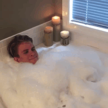 Bubble Bath Scare GIF - Bubble Bath Afraid Hide GIFs