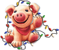 Pig Christmas Sticker - Pig Christmas Lights Stickers
