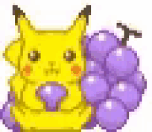 pokemon pikachu grapes eating
