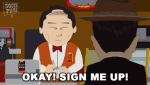 Okay Sign Me Up Tuong Lu Kim GIF - Okay Sign Me Up Tuong Lu Kim South Park GIFs