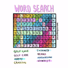 missallthingsawesome wordsearch self love self care motivation