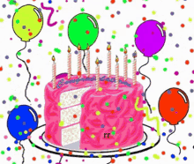 Birthday Birthday Cake GIF - Birthday Birthday Cake Balloons GIFs
