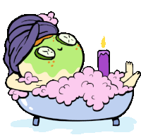 Sherman Lies In Bath With Facemask And Candle Sticker - Shermans Night In Bathtime Relax Stickers
