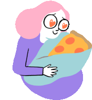 Craddling A Slice Of Pizza In Her Arms. Sticker - Preggers Craving Pregnant Stickers