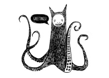 greetings hello octopus monster cat