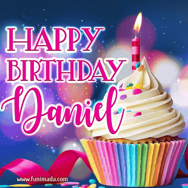 Happy Birthday Daniel Cupcake GIF - Happy Birthday Daniel Cupcake Candle .....