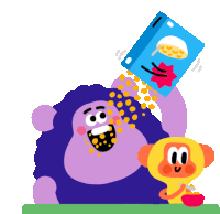 Monkey And Bear Eat A Snack Sticker - Best Friends Cereal Breakfast Stickers